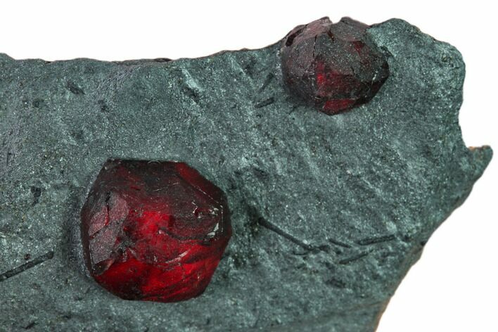 Plate of Two Red Embers Garnets in Graphite - Massachusetts #147866